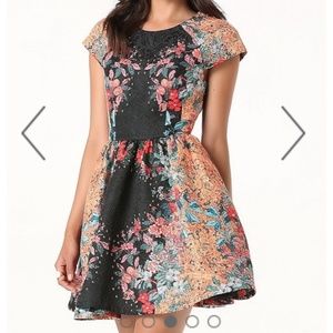 Bebe Jacquard Dress Studded Fit and Flare Size Six